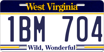 WV license plate 1BM704