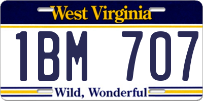 WV license plate 1BM707