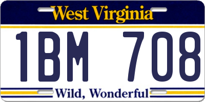 WV license plate 1BM708