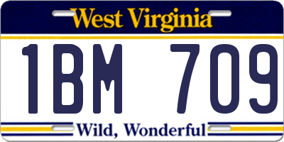 WV license plate 1BM709