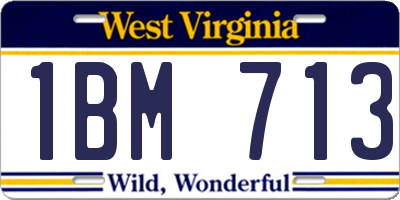 WV license plate 1BM713