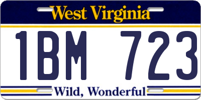 WV license plate 1BM723