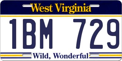 WV license plate 1BM729