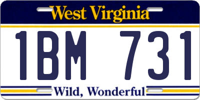 WV license plate 1BM731