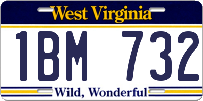 WV license plate 1BM732