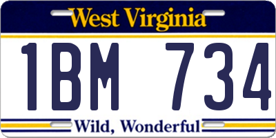 WV license plate 1BM734