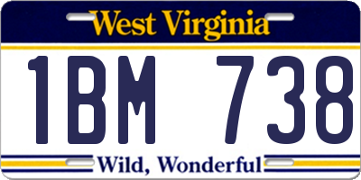 WV license plate 1BM738