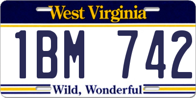 WV license plate 1BM742