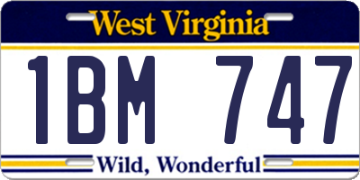 WV license plate 1BM747