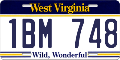 WV license plate 1BM748