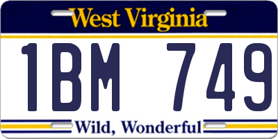 WV license plate 1BM749