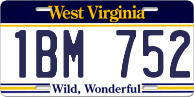 WV license plate 1BM752