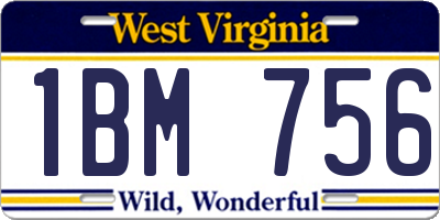 WV license plate 1BM756
