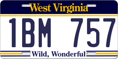 WV license plate 1BM757