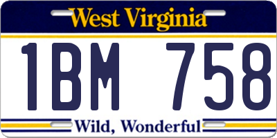 WV license plate 1BM758