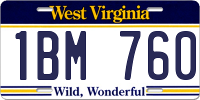 WV license plate 1BM760