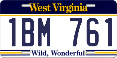WV license plate 1BM761