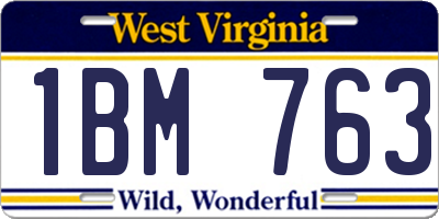 WV license plate 1BM763