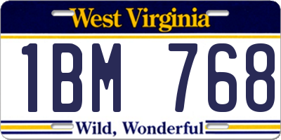 WV license plate 1BM768