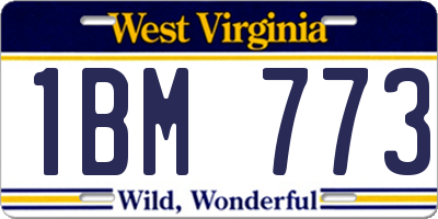 WV license plate 1BM773