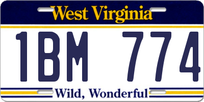 WV license plate 1BM774