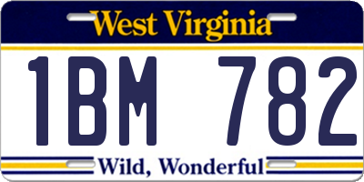 WV license plate 1BM782