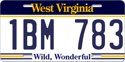 WV license plate 1BM783