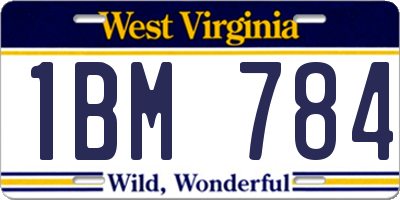 WV license plate 1BM784
