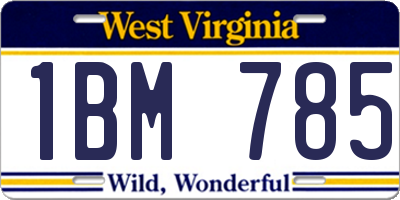 WV license plate 1BM785