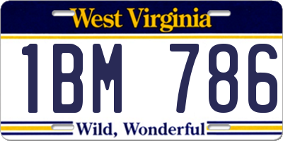 WV license plate 1BM786