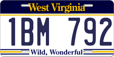WV license plate 1BM792