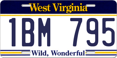 WV license plate 1BM795