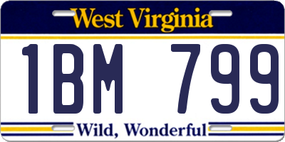 WV license plate 1BM799