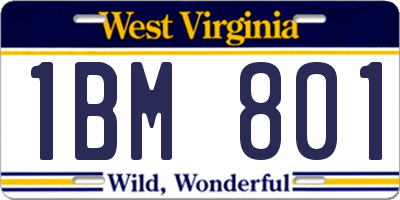 WV license plate 1BM801