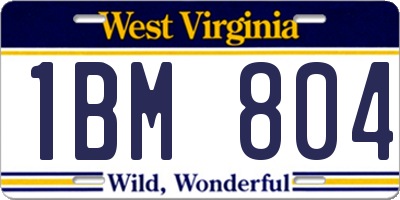 WV license plate 1BM804