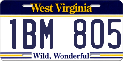 WV license plate 1BM805