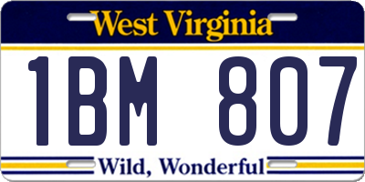 WV license plate 1BM807