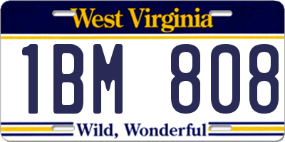 WV license plate 1BM808