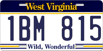 WV license plate 1BM815