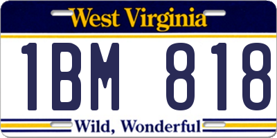 WV license plate 1BM818