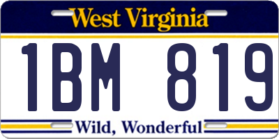 WV license plate 1BM819