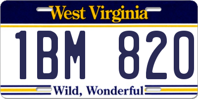 WV license plate 1BM820