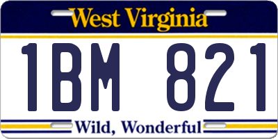 WV license plate 1BM821