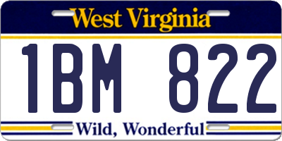 WV license plate 1BM822