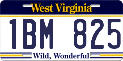 WV license plate 1BM825