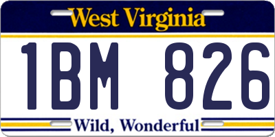 WV license plate 1BM826