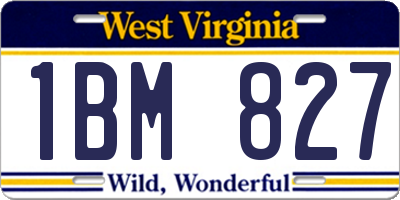 WV license plate 1BM827