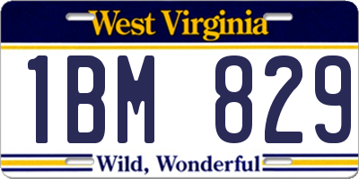 WV license plate 1BM829