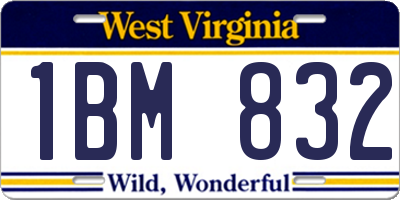 WV license plate 1BM832