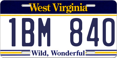 WV license plate 1BM840